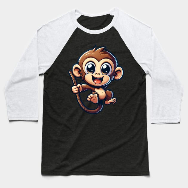 cute monkey Baseball T-Shirt by Ferdi Everywhere